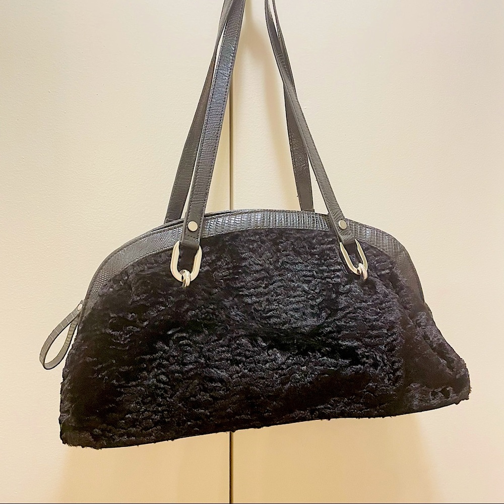 Black Faux Fur Purse, United Colors of Benetton